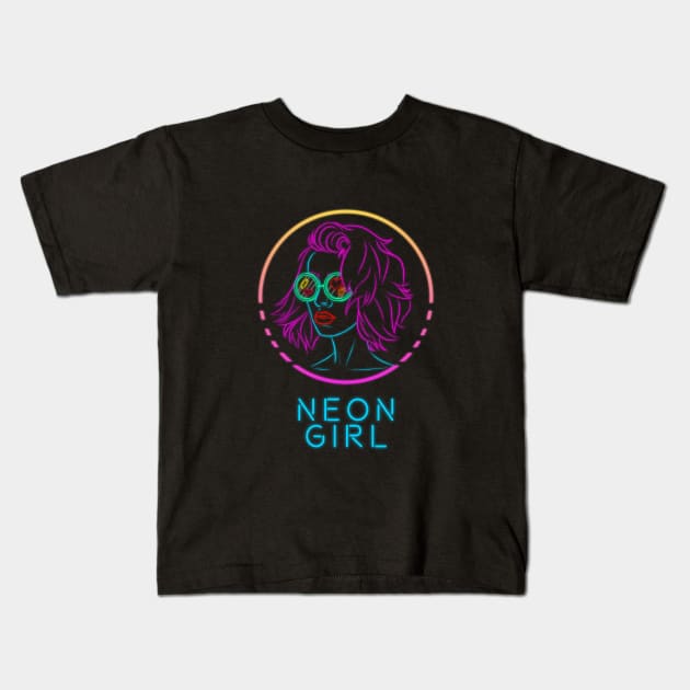 Neon Girl Kids T-Shirt by samoliver_illustrator